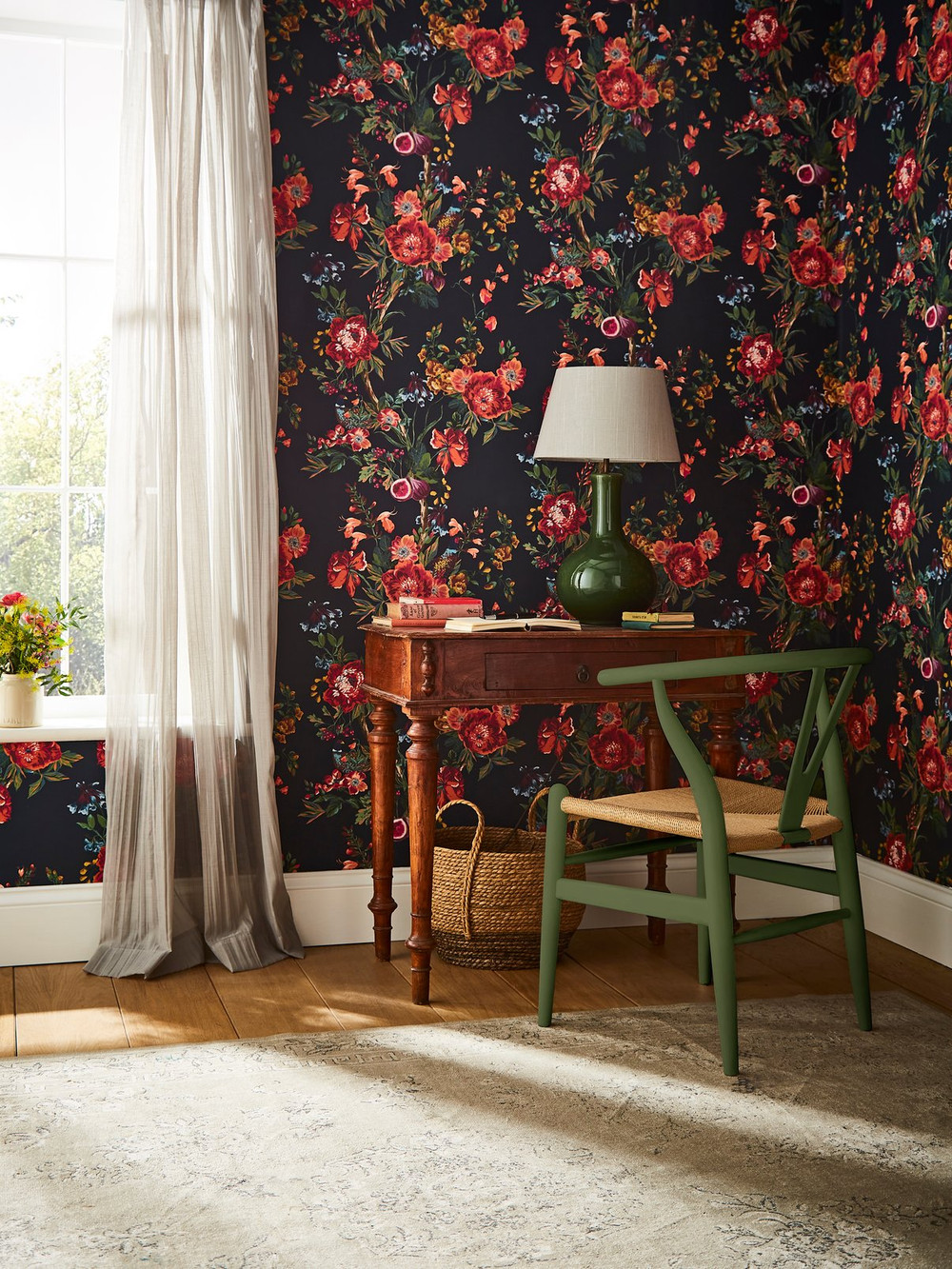 Joules Forest Chinoiserie French Navy Wallpaper