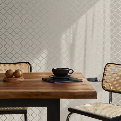 Silk Sparkle Trellis Neutral Wallpaper