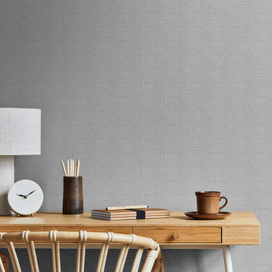 Linen Glitter Plain Slate Grey Wallpaper