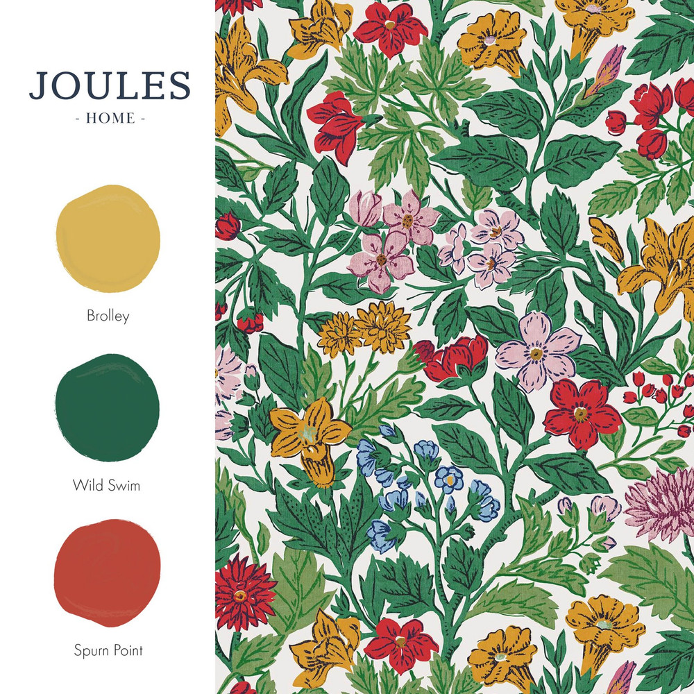 Joules Arts and Crafts Floral Rainbow Wallpaper