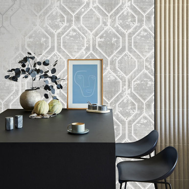 Armature Geo Grey Silver Wallpaper