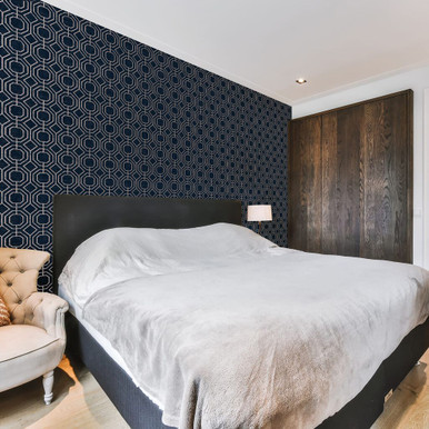 luxe geo navy wallpaper