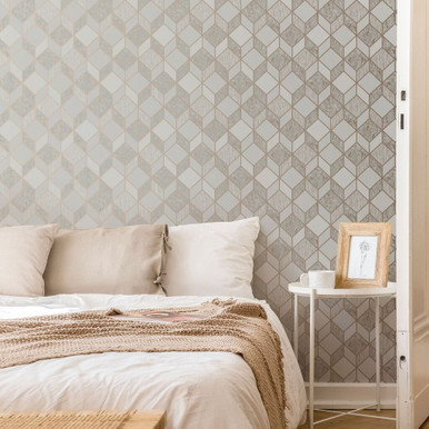 vittorio grey & rose gold geometric wallpaper
