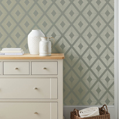 Next Deco Triangle Sage Wallpaper