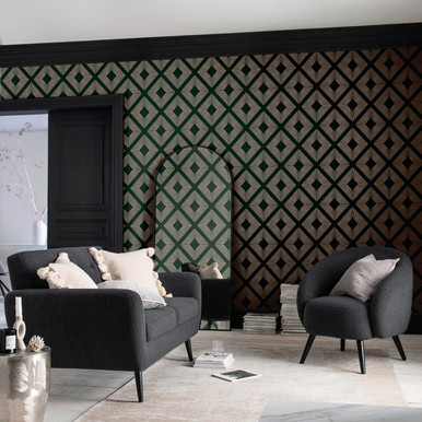 Next Deco Triangle Emerald Wallpaper