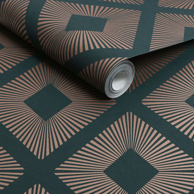 Next Deco Triangle Emerald Wallpaper