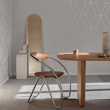 Diamond Geo Grey Silver Wallpaper