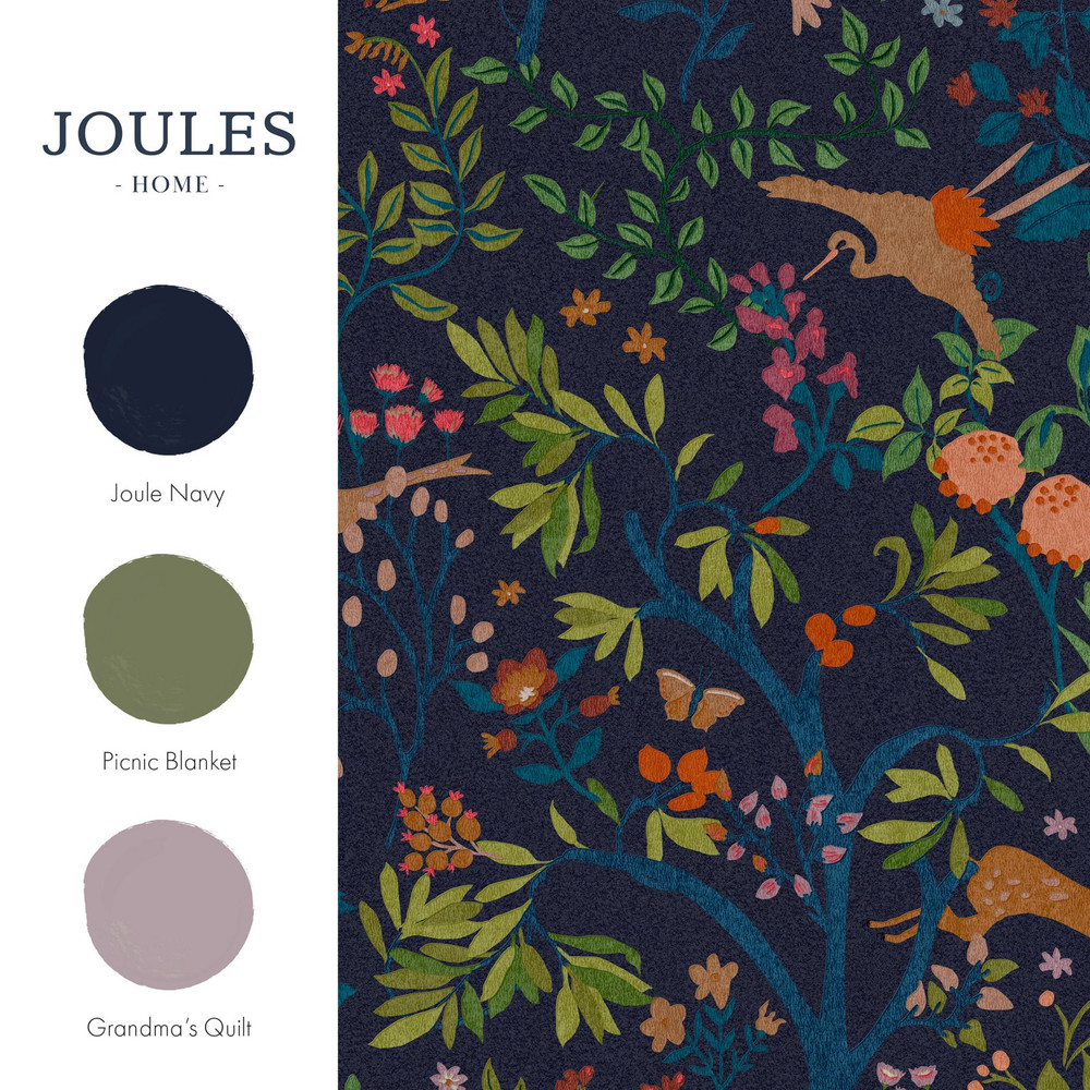 Joules Enchanted Woodland Navy Wallpaper
