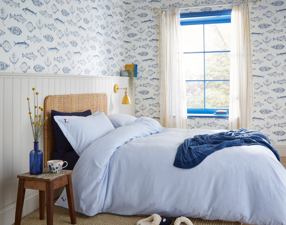 Joules Name The Plaice Coast Blue Wallpaper