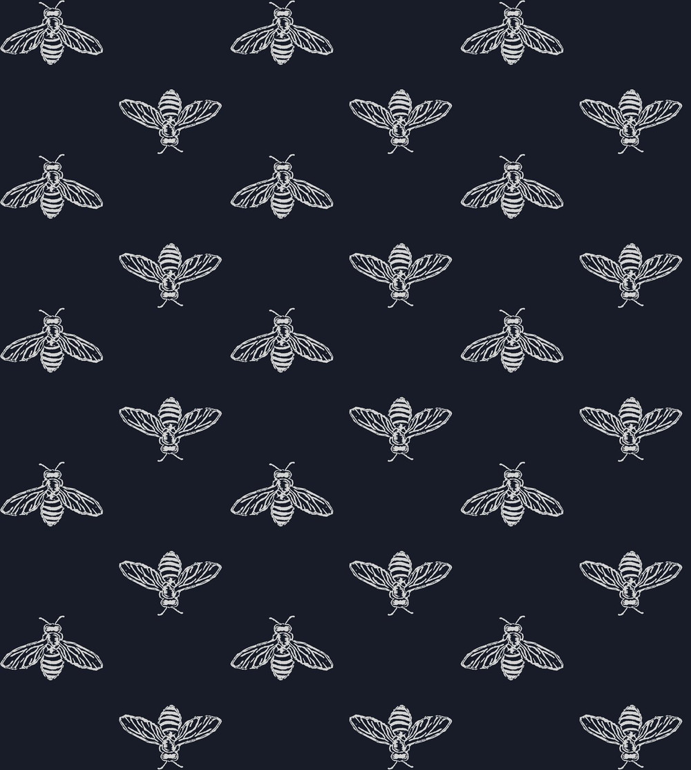 Joules Block Print Bee French Navy Wallpaper