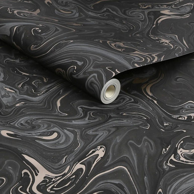 Liquid Black & Copper Wallpaper
