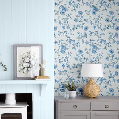 laura ashley rambling rector blue sky wallpaper