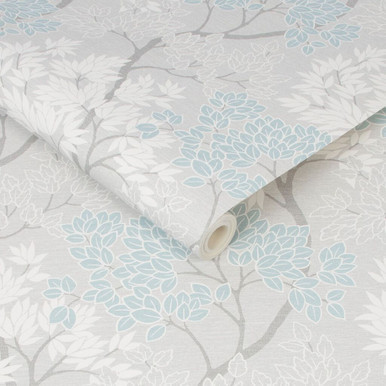 fresco lykke tree sky blue floral wallpaper
