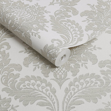Archive Damask Grey Wallpaper