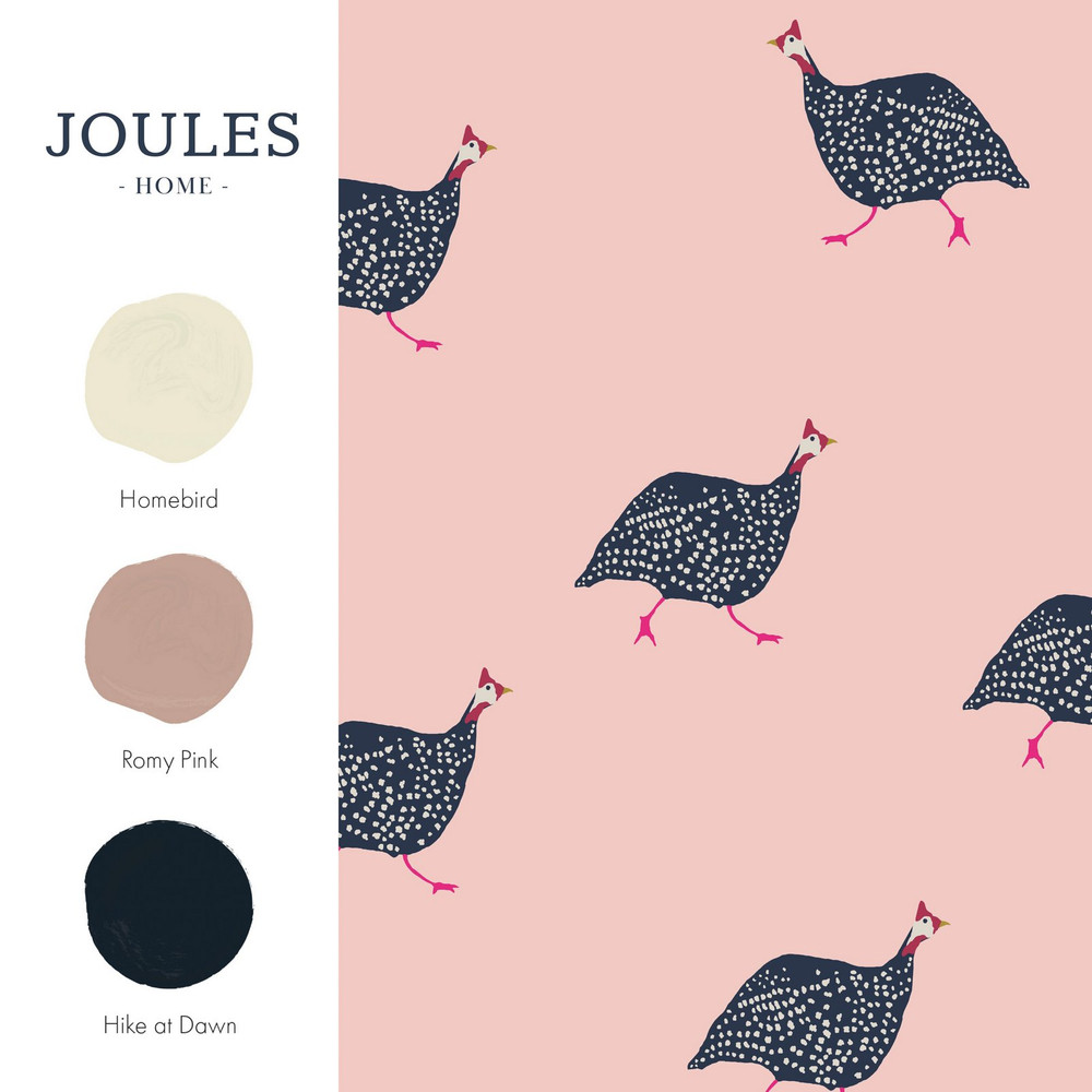 Joules Guinea Fowl Blush Pink Wallpaper