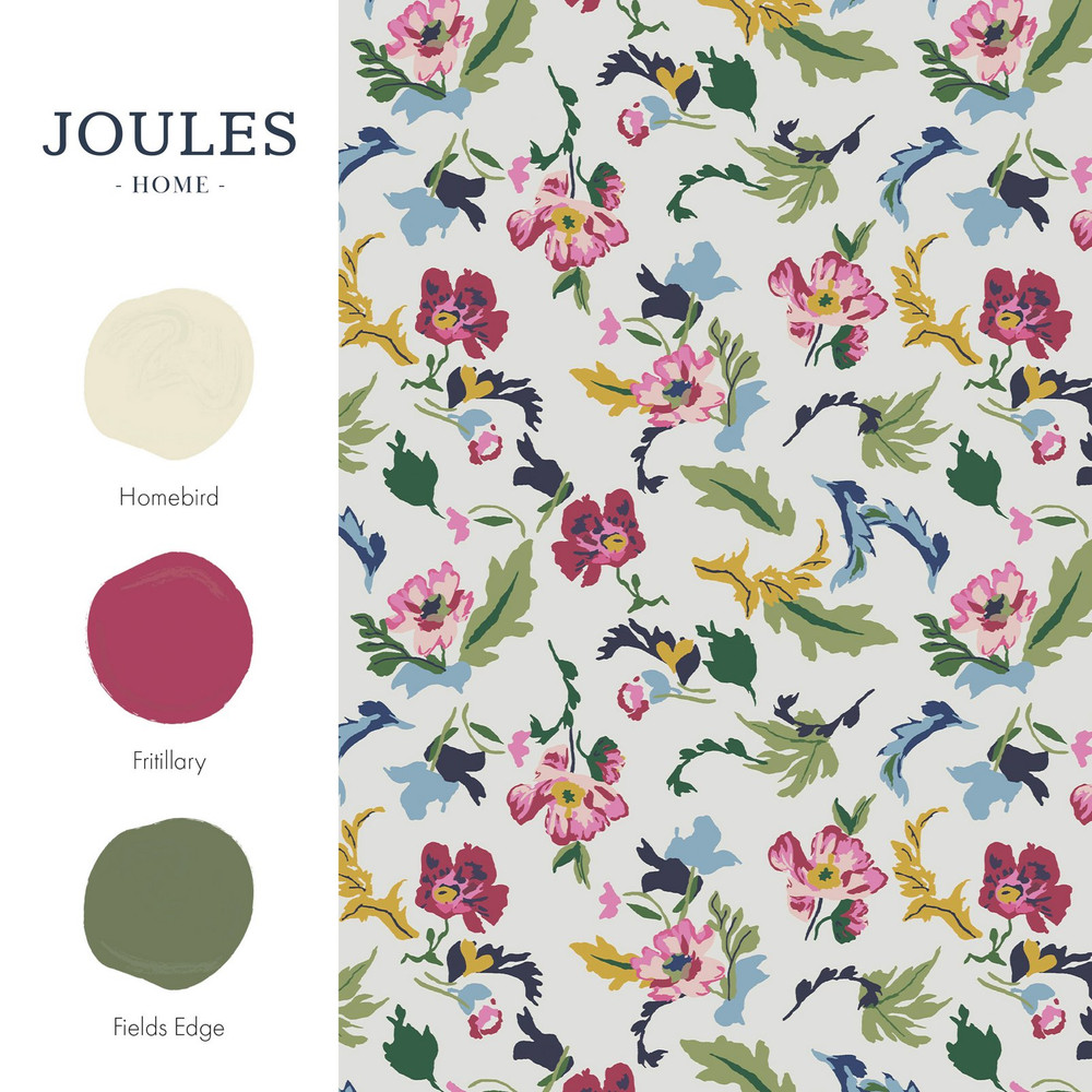 Joules Cambridge Painted Floral Creme Wallpaper