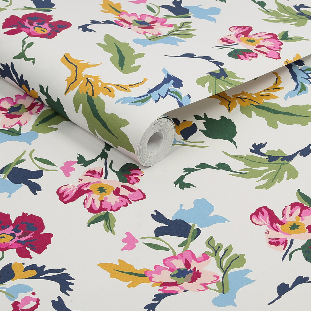 Joules Cambridge Painted Floral Creme Wallpaper