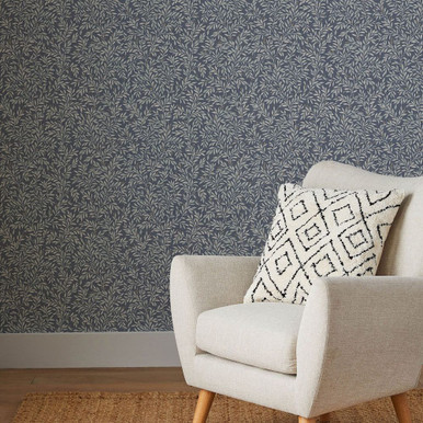 Next Ditsy Leaf Navy Wallpaper