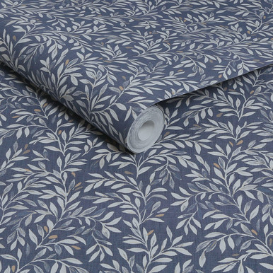 Next Ditsy Leaf Navy Wallpaper