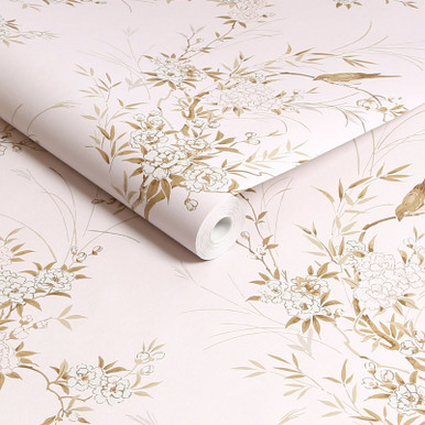 Bird Chinoiserie Pink and Gold Wallpaper - 125122_ROLLSHOT_BIRD CHINOISERIE PINK GOLD_01.jpg