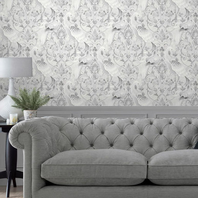 Laura Ashley Tregaron Silver Wallpaper