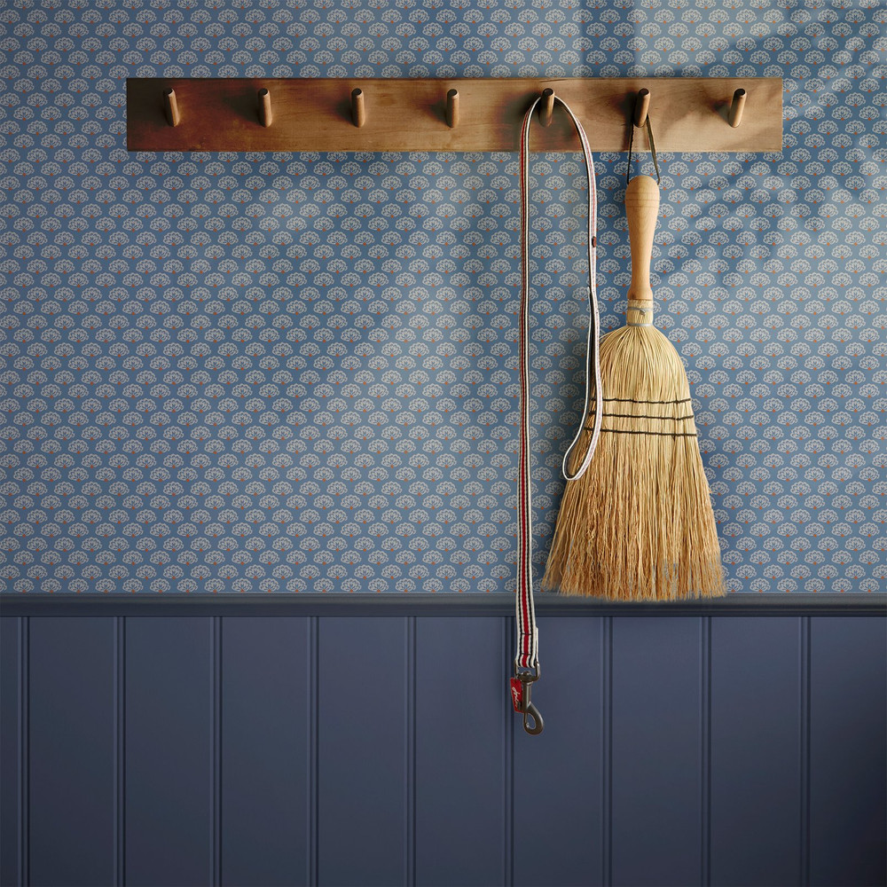 Joules Peacock Geo Blue Creme Wallpaper