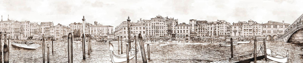 Old Venezia Sepia Panoramic Bespoke Mural