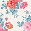 Cath Kidston Archive Rose Blue & Pink Wallpaper Cath Kidston Archive Rose Blue & Pink Wallpaper